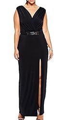 Girls V-neck Polyester/Spandex Floor Length Full Length  Slit Sleeveless  Dress With Ruffles