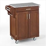 Home Styles Furniture Kitchen Cart in Cherry with Salt Pepper Granite Top