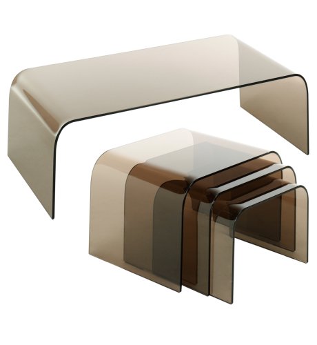 Smoked Glass Coffee Table and Nest Set