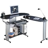 Piranha PC3g Folding Black Computer Desk with Sliding Keyboard