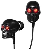 iHip IP-SKULL-BK Eyes Skull Earphones with LED LIGHT (Black with Red)