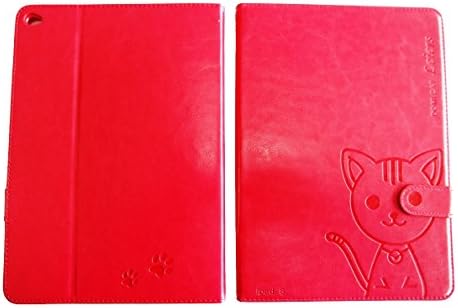 "Hello Deere" "Leiers Domi Cat" Series Wallet Style Soft Cover for iPad Air 2/iPad 6 (Red Ipad6-DMM-C01)