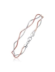 14K White and Rose Gold Spiral Double Strand Mirror Spring Bracelet