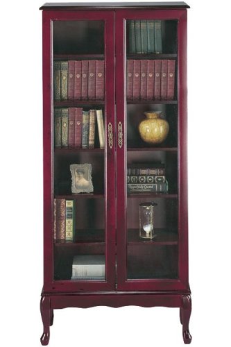 Queen Anne Bookcase/glass Door Six-shelf Mahogany
