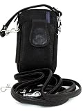 Genuine Leather Cell Phone Case & Wallet with Wristlet & Shoulder Strap (Black)