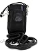 Genuine Leather Cell Phone Case & Wallet with Wristlet & Shoulder Strap (Black)