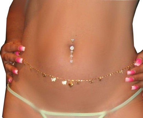 Wiipu filagree butterfly back belly waist chain /neckla…
