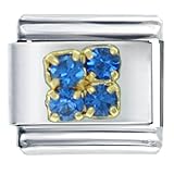 Golden Italian Charm Bracelet December Blue Zircon Color Birthstone