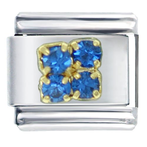 Golden Italian Charm Bracelet December Blue Zircon Color Birthstone