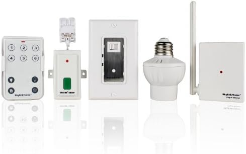 Skylinkhome SK-4 Lighting/Garage Kit, Includes 10 Button Remote, Wall Dimmer, Plug In Dimmer, Screw-In Dimmer and Smart Button, Off White