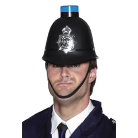 Police Helmet with Flashing Blue Light