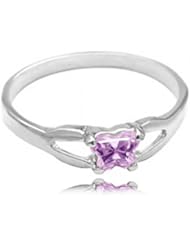 14k White Gold ChildS June Violet Cubic Zirconia Birthstone Ring - Bfly