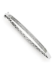 Genuine .925 Sterling Silver Diamond Hinged Bangle Bracelet 8.3 Grams . 100% Satisfaction Guaranteed.