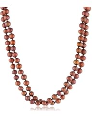 Sterling Silver Dyed Chocolate Freshwater Cultured Pearl A Grade 6.5-7mm Necklace, 60"