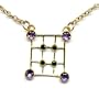 14K Gold Amethyst & Black Diamond Grid Necklace, MADE IN AMERICA
