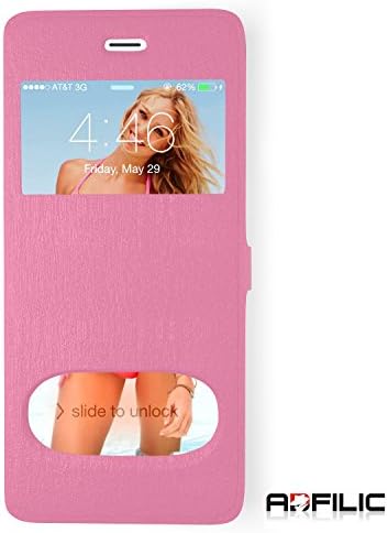 iPhone 6 Case, 6S Case, Best Non-Slip Extreme Protection for Your Apple Cell Phone, Perfect Custom Leather Fit Designer Flip Case Cover with Smart View Window and Slider, Protect Your Cool Investment Today, Pink