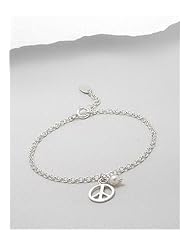 Peace Symbol Fresh Water Pearls Bracelet In 92.5 Sterling Silver