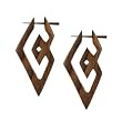 SELARU - Organic Hand Carved Sono Wood Earrings with Wood Post - From Indonesia - Sold as a Pair - 25mm x 50mm