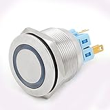 uxcell　押しボタンスイッチ　DC 12V　25mm　マウント　スレッド　ブルー　モーメンタリー