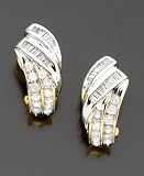 14k Two-Tone Gold Diamond Twist Omega Earrings (1 ct. tw.)