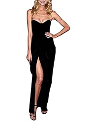 Strapless Sleeveless Sweetheart Polyester/Spandex/Velvet Ankle Length Backless Slit Club Dress/Maxi Dress 