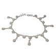 Sterling Silver Ankle Bracelet Pair Rainbow Gemstone Jewelry 9.5 inches (ganklt048a)