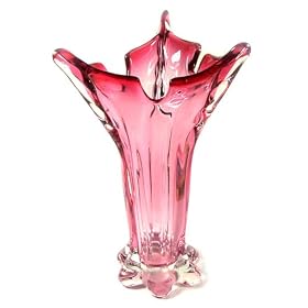 Murano Art Glass Cranberry Vase with Certificate C05