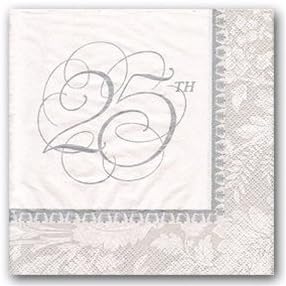 Wedding Elegance 25th Anniversary Lunch Napkins 16ct