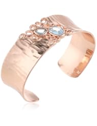 Bronze with Multi-Plating Genuine Pattern Wide Cuff Bracelet, 7.5"