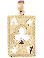Dazzlers Solid 14k Gold Ace Club Playing Card Charm Pendant Available in three colors from jewelsberry (weights: 2.3 grams only)