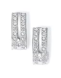 Sterling Silver Diamond Faux Hoop Earrings