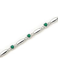 14kt Yellow Gold Round Emerald and Diamond Bracelet