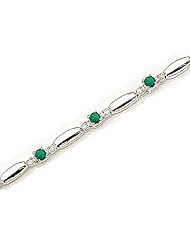 10kt Yellow Gold Round Emerald and Diamond Bracelet