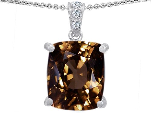 Original Star K(tm) Large 12x10mm Cushion Cut Genuine Smoky Quartz Pendant in .925 Sterling Silver Original Star K(tm) Large 12x10mm Cushion Cut Genuine Smoky Quartz Pendant in .925 Sterling Silver