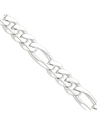10.75mm, Sterling Silver, Figaro Chain, 22 inch