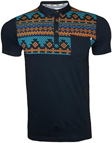 D-Code Men's Polo Shirt D Code Aztec Print Short Sleeved Medium True Navy