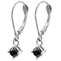 14k White Gold Black Diamond Dangle Earrings (1/2 cttw)