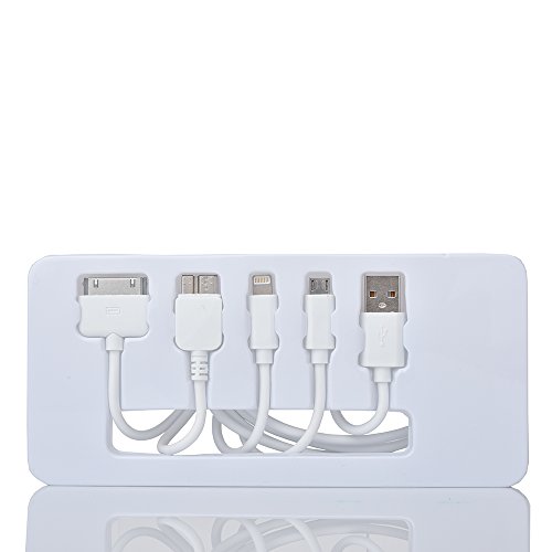8 Pin Lightning Cable+30 pin USB Cable+Micro USB 3.0 Cable+Micro USB Cable, 4in1 Multi USB Adapter Charging Cable Connectors for Apple iPhone 6s 4s iPad234 Samsung Galaxy S5 Note3 S6 Edge Plus (White)