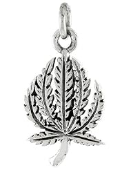 Sterling Silver Pot Leaf Pendant, 1 inch tall