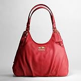 New With Tags COACH Madison Maggie Cherry Red Leather Handbag Hobo Purse Bag F16503