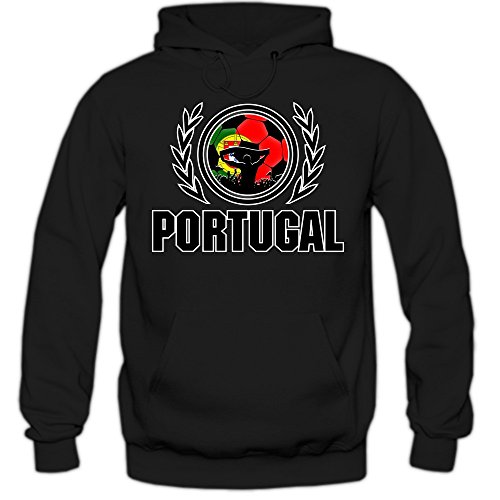 Portugal EM 2016 #2 Hoody | Fußball | Herren | Trikot | Nationalmannschaft, Farbe:Schwarz (Black F421);Größe:L