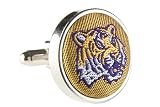 LSU Cufflinks - Louisiana State University Gold Cufflinks with Tiger Head Logo