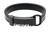 Image of gents, diesel, logo branded , rubber and steel bracelet, black IP plated