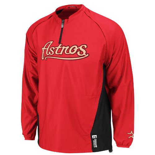 MLB Men's Houston Astros Long Sleeve Lightweight 1/4 Zip Gamer Jacket (Pro Navy/Pro Scarlet, X-Large)