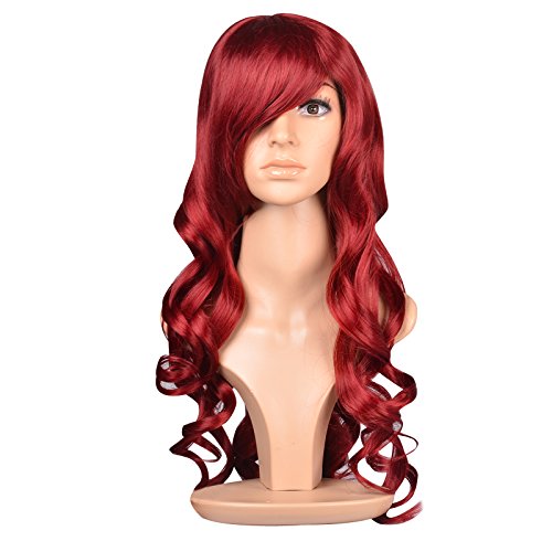 Kamo charming long wavy wine red hair synthetic wig wom…