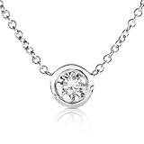 1/4ct Round Bezel Set Diamond Solitaire Necklace (HI/I1) on a 14k white gold 16 chain