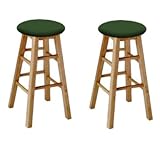 2 24" Tall Custom Specialty Natural Barstools with a Green Vinyl Seat