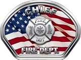 Firefighter Fire Helmet Front Face Chief American Flag Decal Reflective