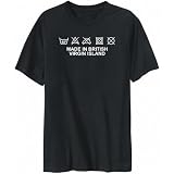 T-Shirt Mens Black  MADE IN British Virgin Island - Laundry Instructions Countries