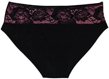 BriBrisFashion Women's Lace-Trim Seamless Bikini 2pc Panty Set, Black, Grey, Large